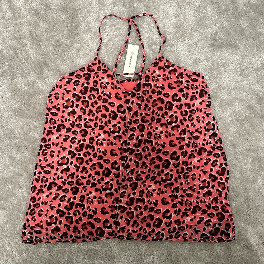 Francesca's Alya Pink Leopard Print Camisole Top Cami Strappy Tank NEW Medium